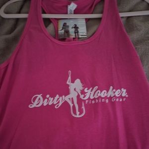 Dirty Hooker Fishing Gear Womens Tank NWT, Size L, Pink